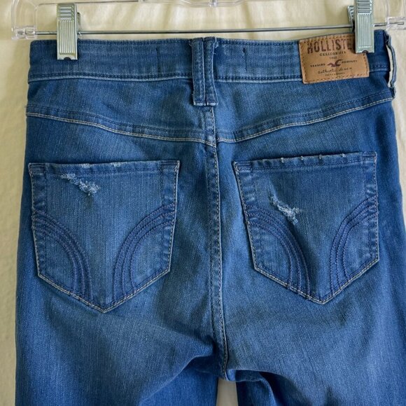 Hollister High Rise Super Skinny Jeans Size 1R Medium Blue Wash Distressed  * - Picture 4 of 8